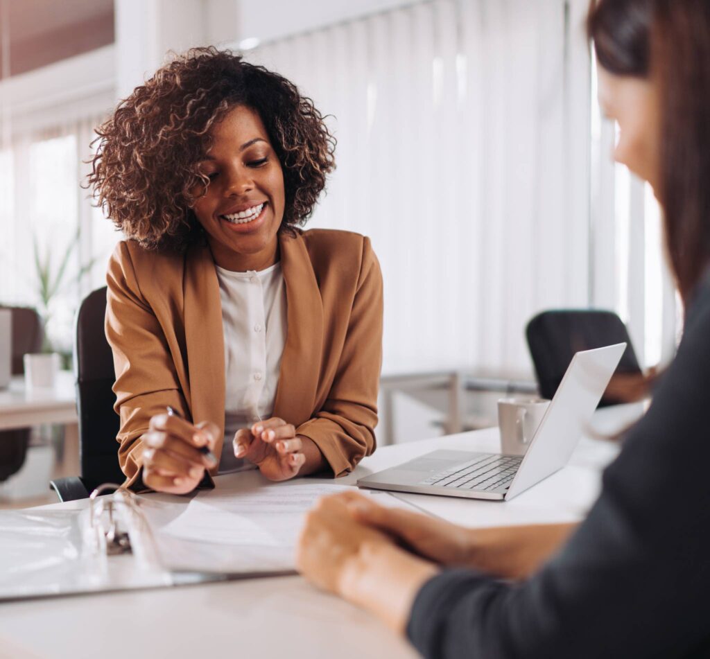 A woman offers advice in the office